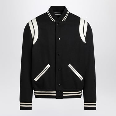 Saint Laurent Black/White Wool Bomber Jacket Men