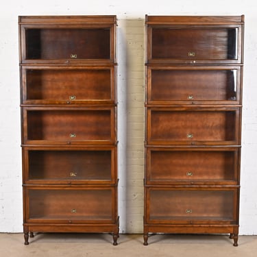 Antique Arts &#038; Crafts Mahogany Five-Stack Barrister Bookcases by Hale, Circa 1920s