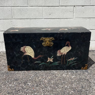 Antique Asian Trunk Cabinet Storage Pagoda Chinoiserie Boho Chic Apothecary Chest Case Console Storage Brass Accents Bookcase Shelves 