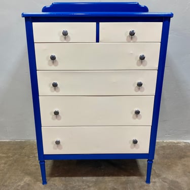Doehler 1920-30 Steel Dresser - Refinished in Cream and Blue