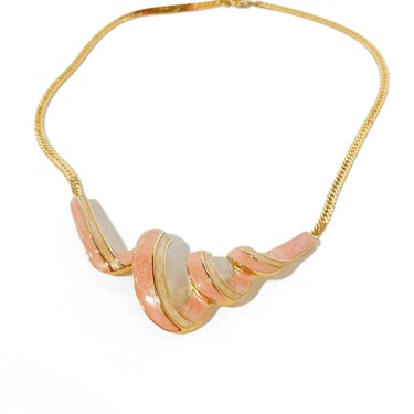 1980s Ivory & Pink Swirl Necklace