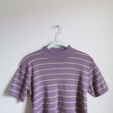 90s Mock Neck Short Sleeve Sweater M 38 Bust 