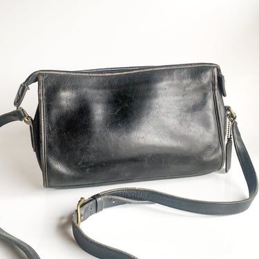 1990s Black Coach Taylor Zip Bag Leather Crossbody Bag