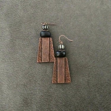 Etched copper ethnic earrings 2 
