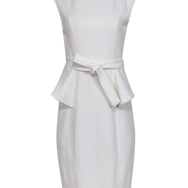 Badgley Mischka - Ivory Belted Peplum Dress Sz 6