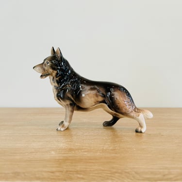 Vintage Porcelain German Shepard Sculpture by Norleans Made in Japan 