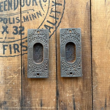 Antique Pair of Branford Pocket Door Handles Salvaged Hardware 