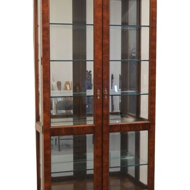 HIGH END Mahogany English Traditional Style 41" Lighted Curio Cabinet w. Lattice Fence Top 