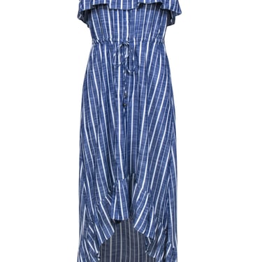 Alice &amp; Trixie - Blue &amp; White Striped Strapless Tiered Maxi Dress Sz XS