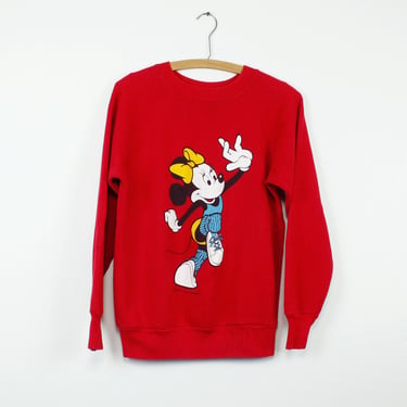 Vintage 80's red sweatshirt, Minnie Mouse, Aerobics, Exercise, workout - Small 