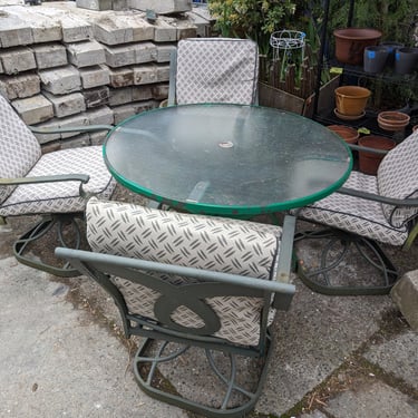 4 Chair and Glass Top Table Patio Furniture Set