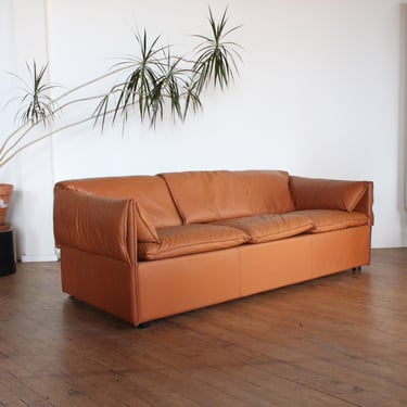 Niels Eilersen Lotus Sofa by Niels Bendtsen Danish Modern Leather Furniture Postmodern Sienna Brown Terra Cotta 