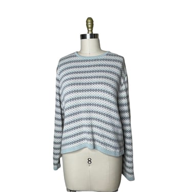 Vintage 90’s Eddie Bauer AKA Blue V Grunge Striped Sweater Women’s Knit size m 
