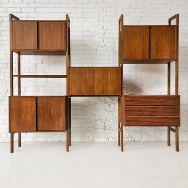 3 Piece Walnut Wall Unit