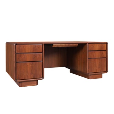 Mid Century Modern Executive Solid Walnut Desk
