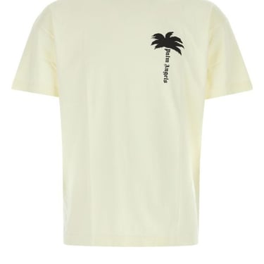Palm Angels Man Cream Cotton T-Shirt