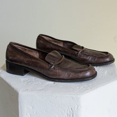 Vintage Barneys brown leather worn in loafers // 10 (2441) 