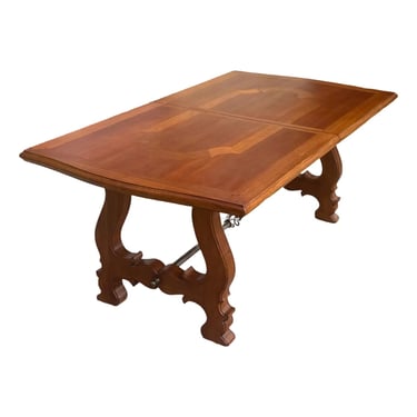 Newly Refinished - French Heritage Lyre Leg Harvest Dining Table 