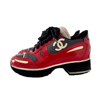 Chanel Red + Black Platform Sneaker