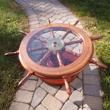 cj/ Nautical Ship Wheel Side Table