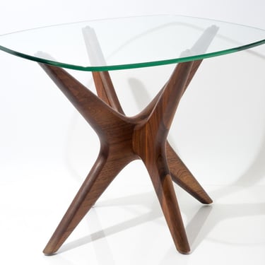 Vintage Adrian Pearsall Mid Century Modern Walnut Star Base Jacks Glass End Table 1960s MCM 