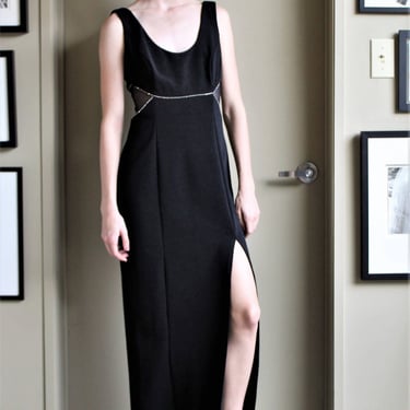Black Evening Gown, Vintage Prom Dress, Cache Dress,  XS/S Women 