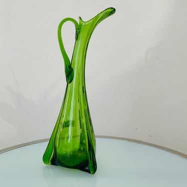 Green Tall Swung Glass Vase