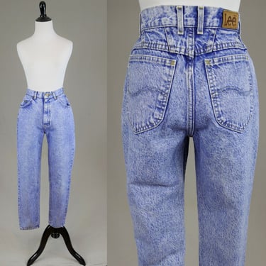 80s Lee Jeans - 25" waist - Brighter Blue Acid Wash - Vintage 1980s - 29" length inseam - S 