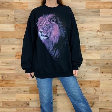 Vintage Lion Crewneck Pullover Sweatshirt 