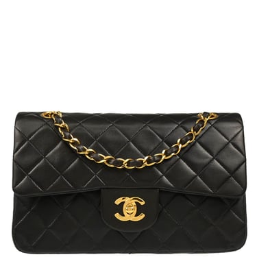 Chanel Black Lambskin Small Classic Double Flap Shoulder Bag