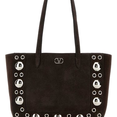 Valentino Garavani Women Brown Suede Nellcã´Te Shopping Bag