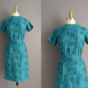 1950s dress | Gorgeous Soft Polished Cotton Pencil Skirt Day Dress | Small Medium | 50s vintage dress 