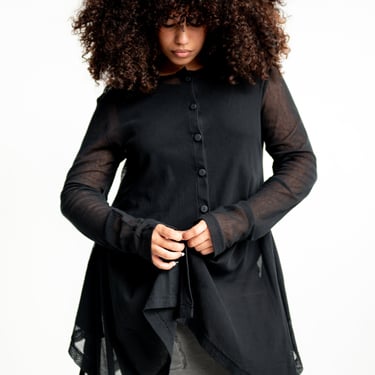 Sheer Lightweight Draped Mesh Jacket