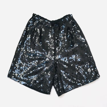 80s 90s Vintage BLACK Sequin Shorts Size Small By Cache //  80 90 Party Glam Sequin Shorts Black Metallic Sequin Shorts Small 