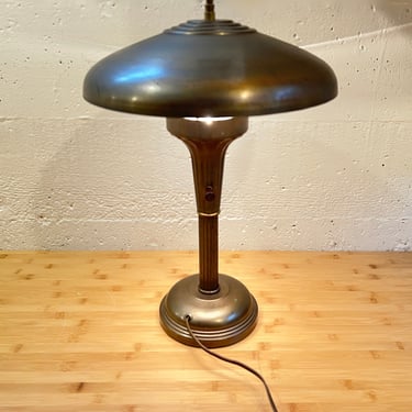 Vintage Electrolite Desk Lamp, 1950s MCM, Original Bronze Finish, New Wiring, Flying Saucer 