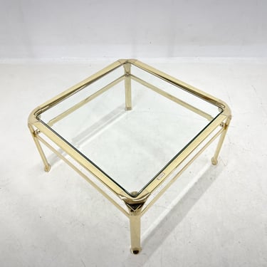 Mauro Lipparini Coffee Table, Brass & Glass, 1970's, Italy / Small Brass Table / Vintage Coffee Table / Square / Side Table 