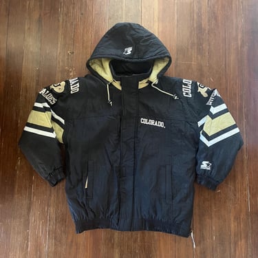 Vintage 90s Starter University of Colorado CU Boulder Buffaloes NCAA Football Basketball Puffer Jacket Size M 