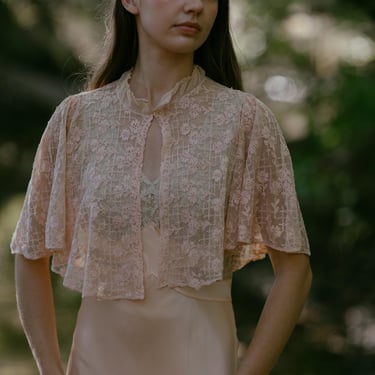 Antique 1930s lace wedding capelet 