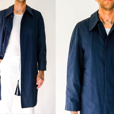 Vintage 80s London Fog Navy Blue Mod Chore Jacket w/ Removable Lining | Made in USA | Cotton/Dacron Poly Blend | 1980s Designer Overcoat 