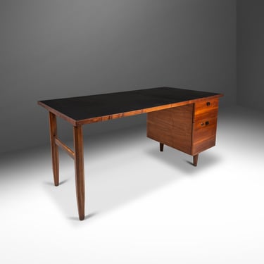 Restored Mid-Century Modern Writers Desk in Walnut with Leather Top, USA, c. 1960's 