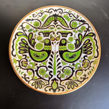 Rodos Keramik Hand Painted Green Plate Decorative Wall Decor 