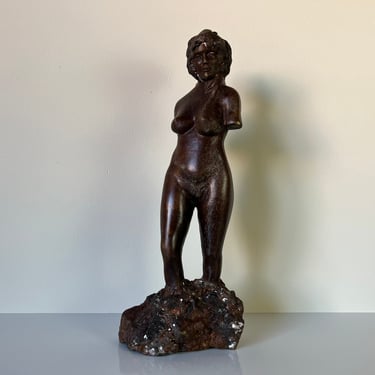 Vintage Node Woman Torso Bronze Sculpture 