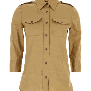 Prada Women Camel Stretch Poplin Shirt