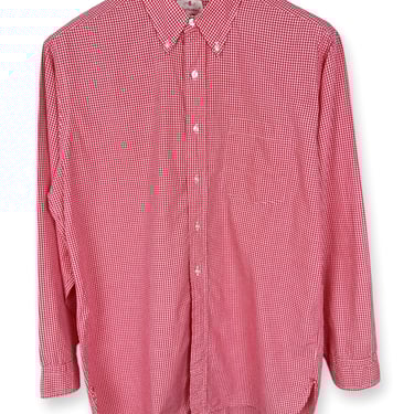 Vintage 1960s HATHAWAY 100% Cotton Button-Down Shirt ~ size L ~ Broadcloth ~ Gingham Plaid 