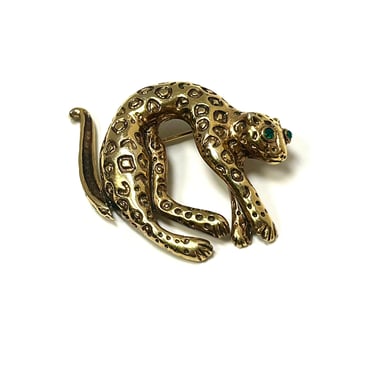 Leopard pin, Gold Leopard Pin, Movable Pin, Vintage Leopard Pin, Gold Brooch, Leopard Brooch, Vintage Brooch, Movable Brooch 