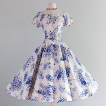 Fabulous 1950's Kiviette Hydrangea Party Dress / Medium