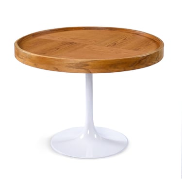 Restored Mid-Century Modern Oak Top Round Tulip Table Dining or Gaming Table 