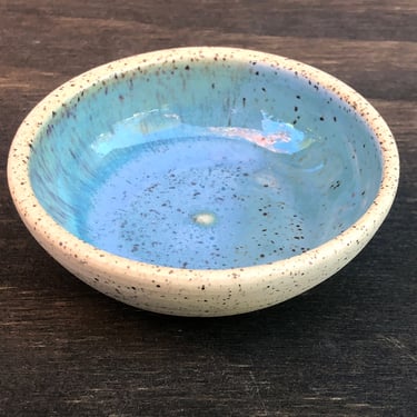 Little Ceramic Bowl - Cross Dipped Speckled Pepper with Glossy "Sea" 