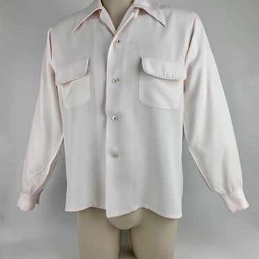 1940's Gabardine Shirt - Rayon Fabric - Long Dagger Lapels -  Flap Patch pockets - Loop Collar - Men's Size Medium 