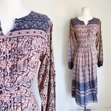 Vintage 1970s Kaiser Indian Cotton Gauze Dress / S-M 